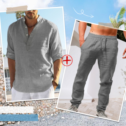 AHLSENTOP™ Herren-Leinenanzug (Langarmhemd + Hose)