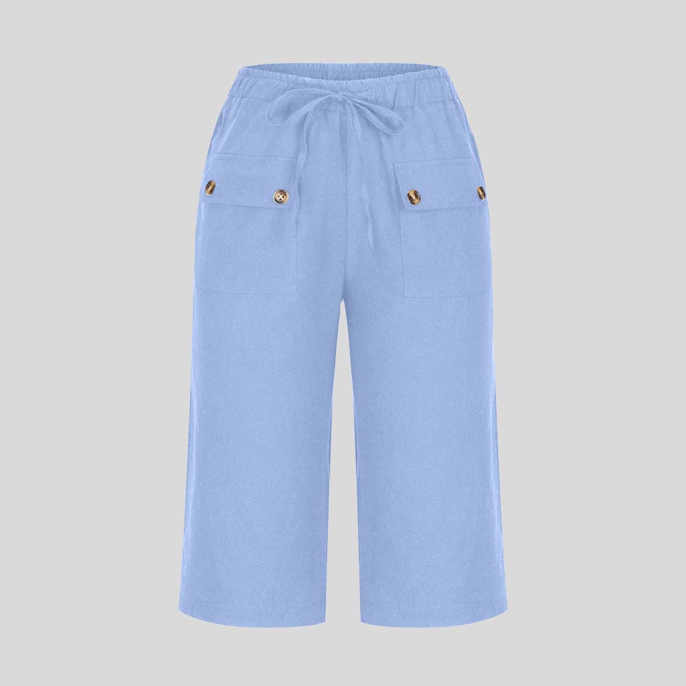 AHLSENTOP™ Lockere Sommerhose für Damen mit Kordelzug aus Baumwolle und Leinen