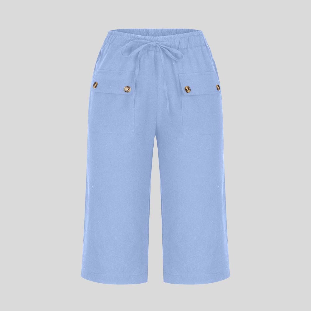 AHLSENTOP™ Lockere Sommerhose für Damen mit Kordelzug aus Baumwolle und Leinen