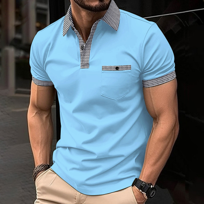 AHLSENTOP Kurzärmliges Herren-Poloshirt mit kariertem Revers