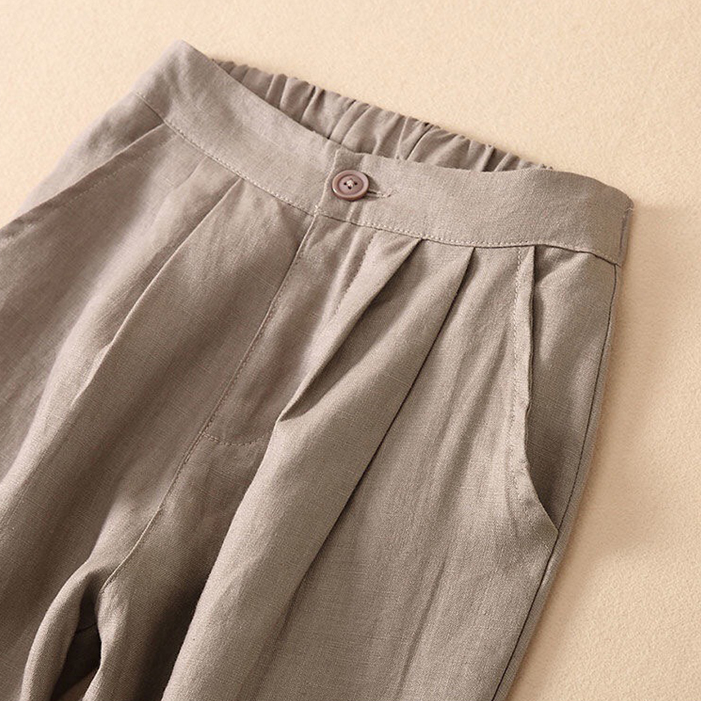 AHLSENTOP Sommerliche Damen-Leinen-lose, lässige, gerade Hose