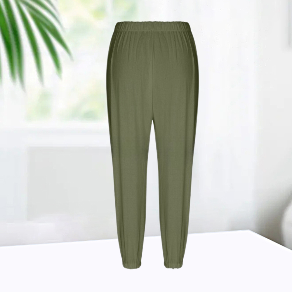 AHLSENTOP™ Geknöpfte Damenhose mit weitem Bein aus Baumwolle und Leinen