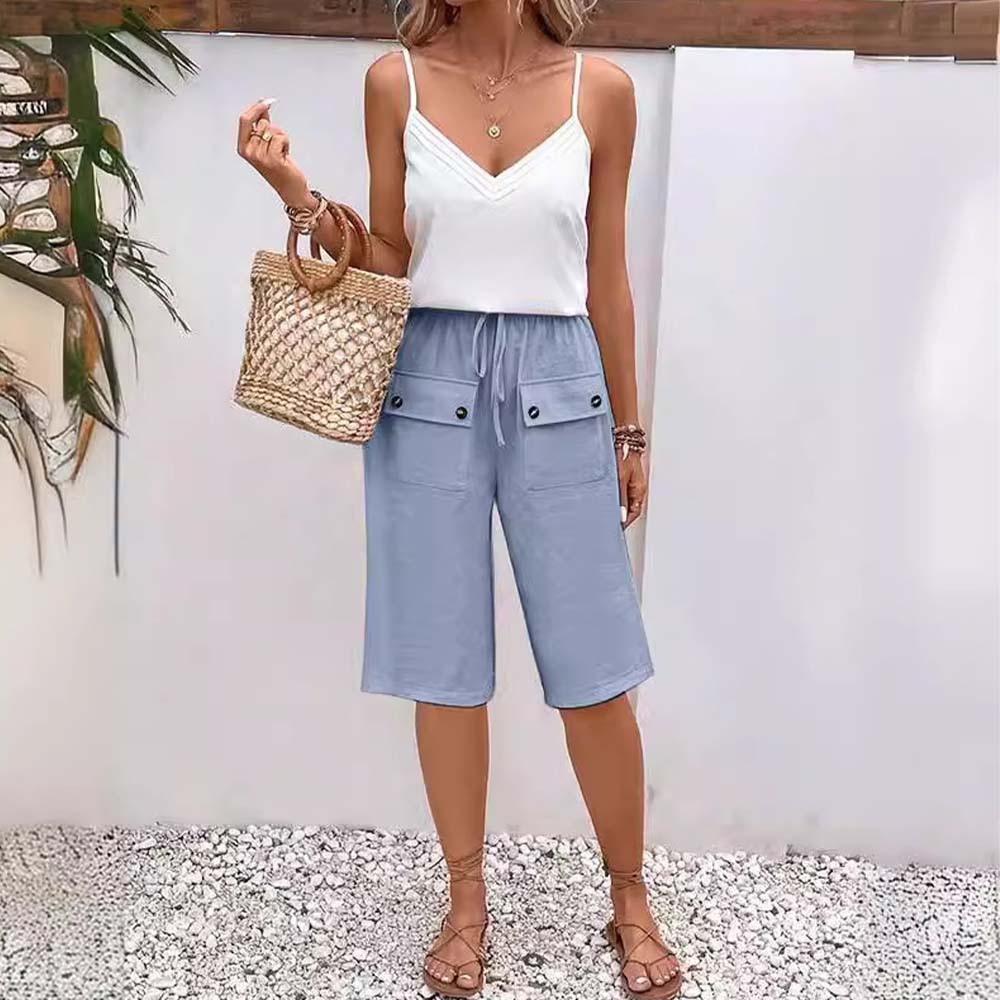 AHLSENTOP™ Lockere Sommerhose für Damen mit Kordelzug aus Baumwolle und Leinen