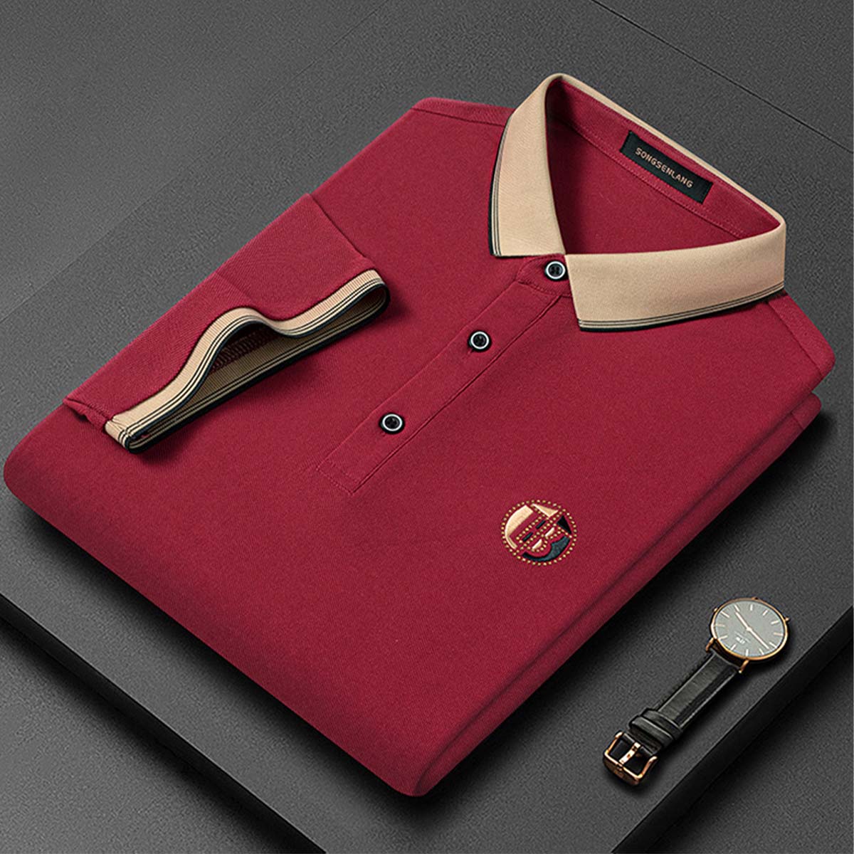 AHLSENTOP Frühling und sommer neue männer lässig revers dünne lose T-shirt POLO-shirt