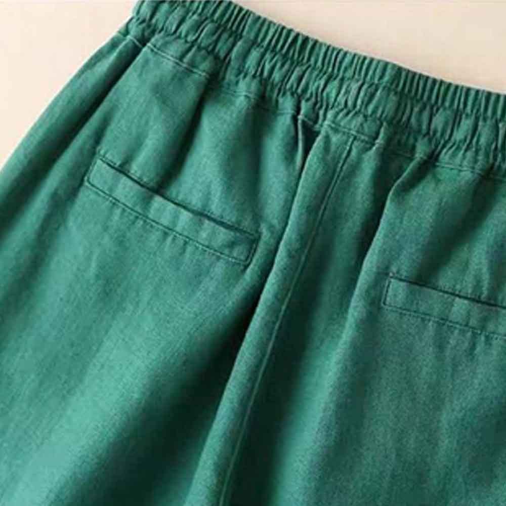 Ahlsentop™ Lässige, lockere Damenhose mit weitem Bein aus atmungsaktiver Baumwolle und Leinen