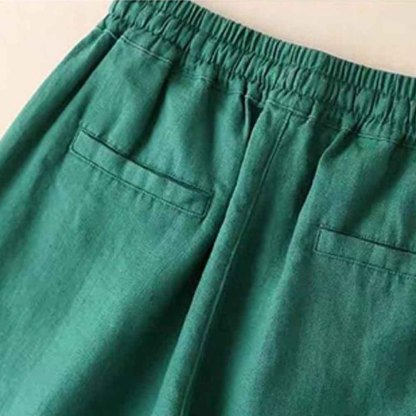 Ahlsentop™ Lässige, lockere Damenhose mit weitem Bein aus atmungsaktiver Baumwolle und Leinen
