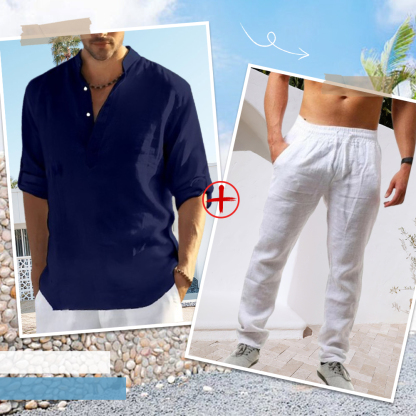 AHLSENTOP™ Herren-Leinenanzug (Langarmhemd + Hose)