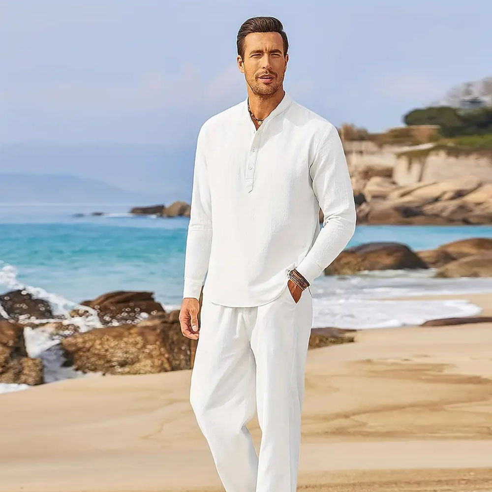 AHLSENTOP™ Herren-Leinenanzug (Langarmhemd + Hose)