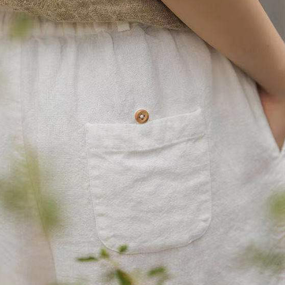 AHLSENTOP Lässige neunte Sommerhose aus Baumwolle und Leinen für Damen