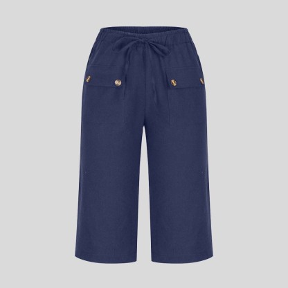 AHLSENTOP™ Lockere Sommerhose für Damen mit Kordelzug aus Baumwolle und Leinen