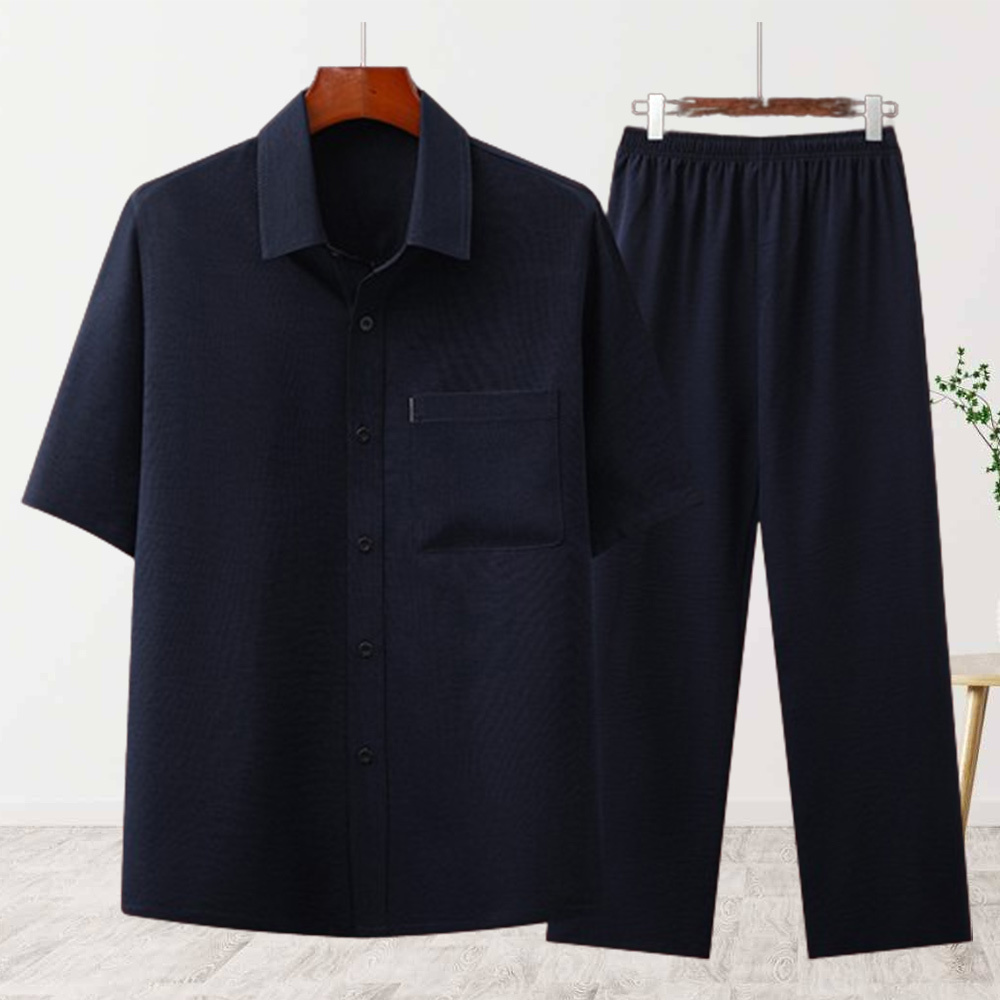 AHLSENTOP™ Neuer sommerlicher Herrenanzug aus Baumwolle und Leinen mit kurzen Ärmeln und Hose