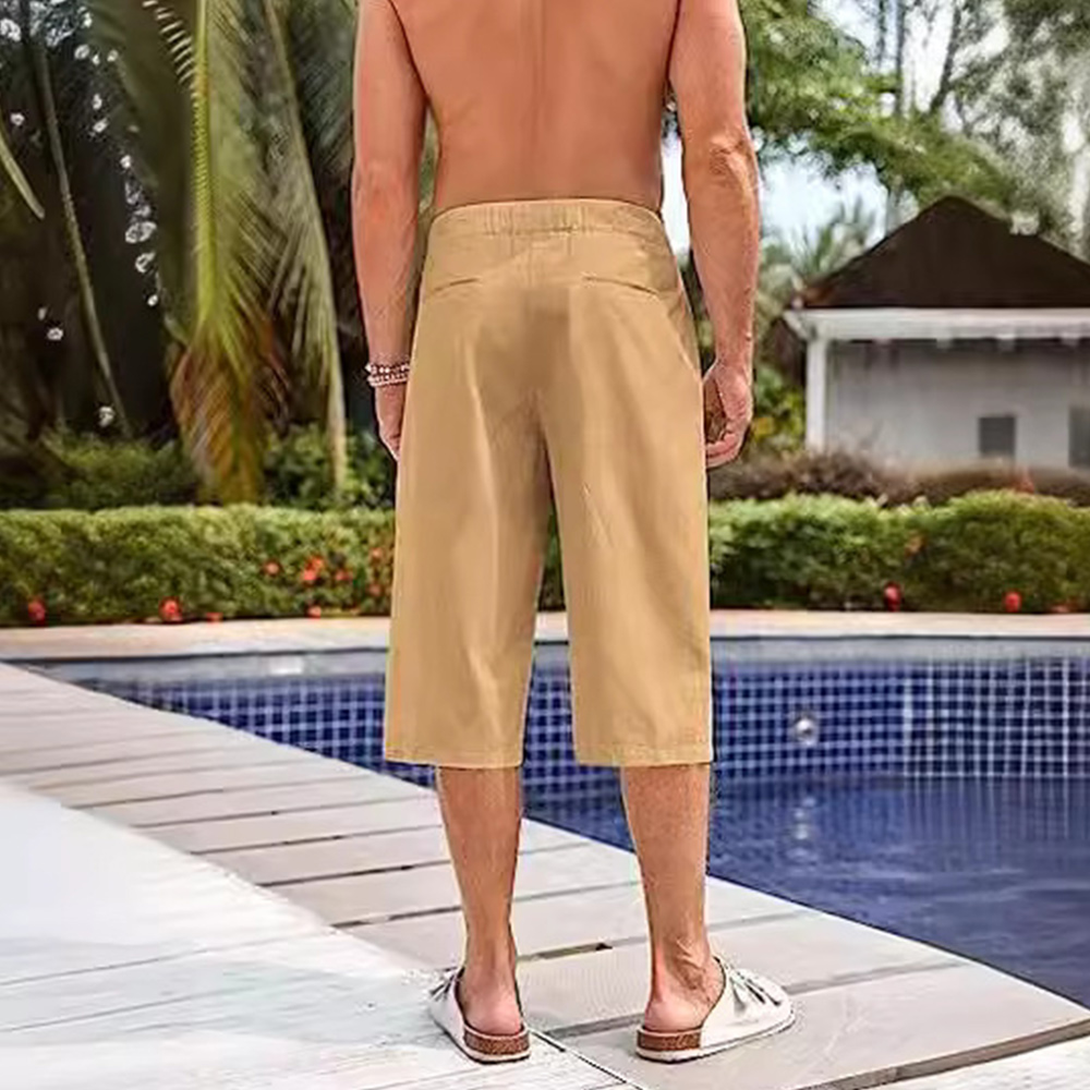 AHLSENTOP Sommerneue kurze Herrenhose aus Baumwolle und Leinen