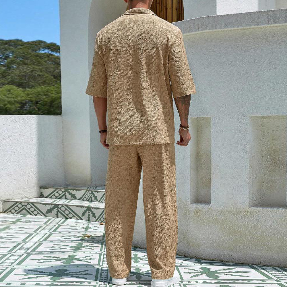 AHLSENTOP™ Lockerer, lässiger Herren-Hosenanzug mit kurzen Ärmeln