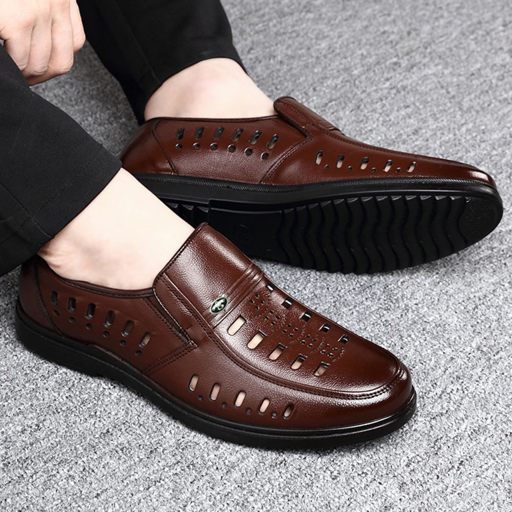Ahlsentop Sommer-Slip-on-Hohllederschuhe für Herren