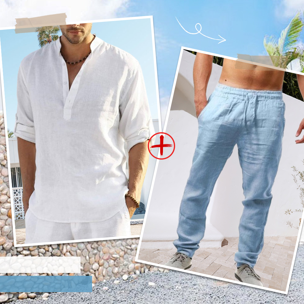 AHLSENTOP™ Herren-Leinenanzug (Langarmhemd + Hose)