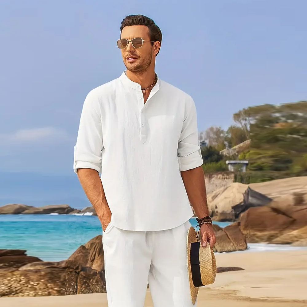 AHLSENTOP™ Herren-Leinenanzug (Langarmhemd + Hose)