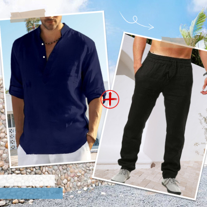 AHLSENTOP™ Herren-Leinenanzug (Langarmhemd + Hose)