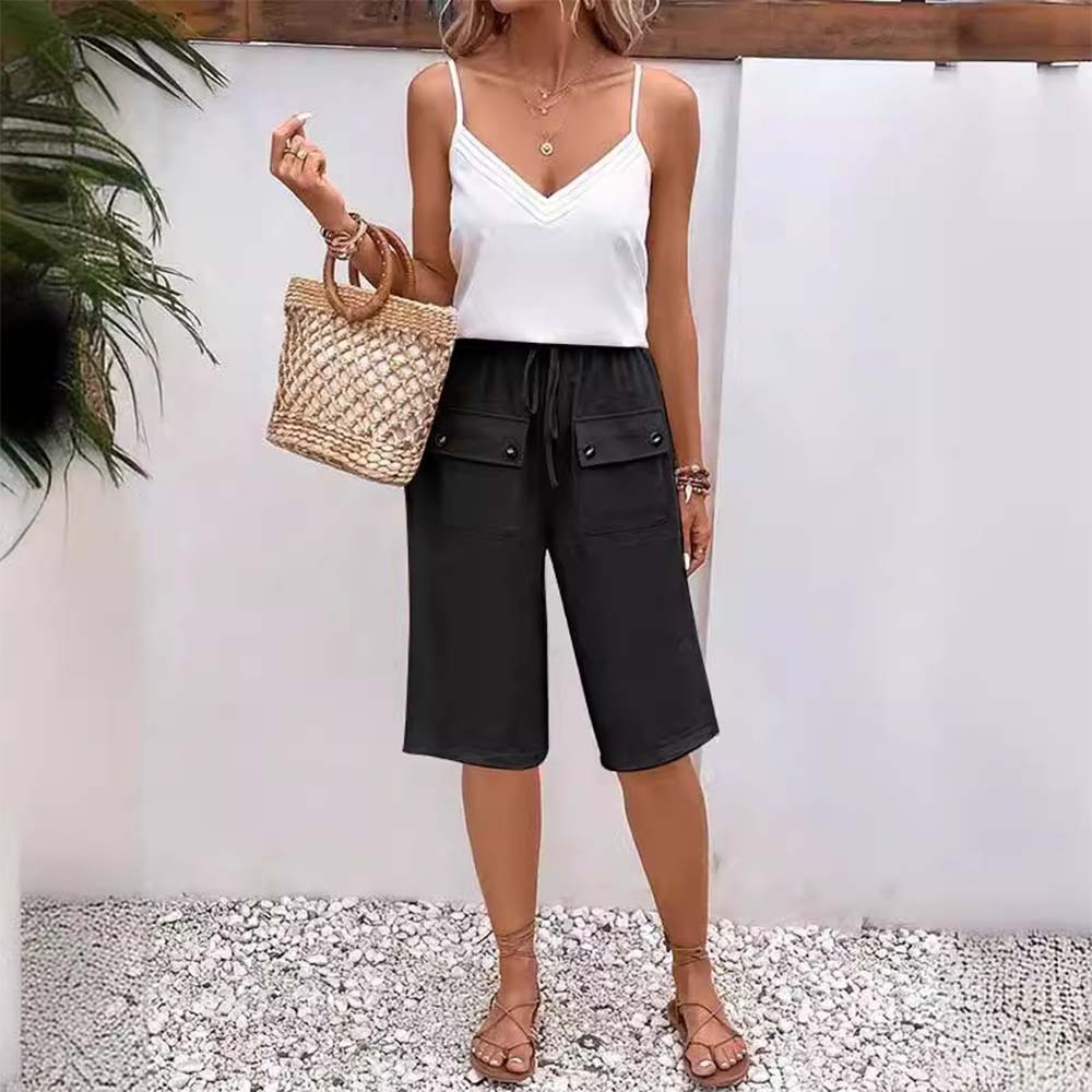 AHLSENTOP™ Lockere Sommerhose für Damen mit Kordelzug aus Baumwolle und Leinen