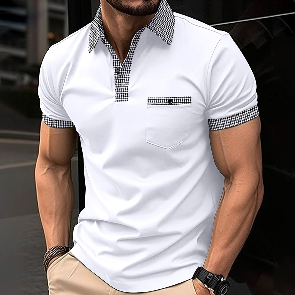 AHLSENTOP Kurzärmliges Herren-Poloshirt mit kariertem Revers