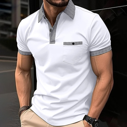 AHLSENTOP Kurzärmliges Herren-Poloshirt mit kariertem Revers