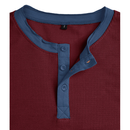 Ahlsentop™ Sommer-Männer-Farbblock-Waffel-Retro-Kurzarmshirt