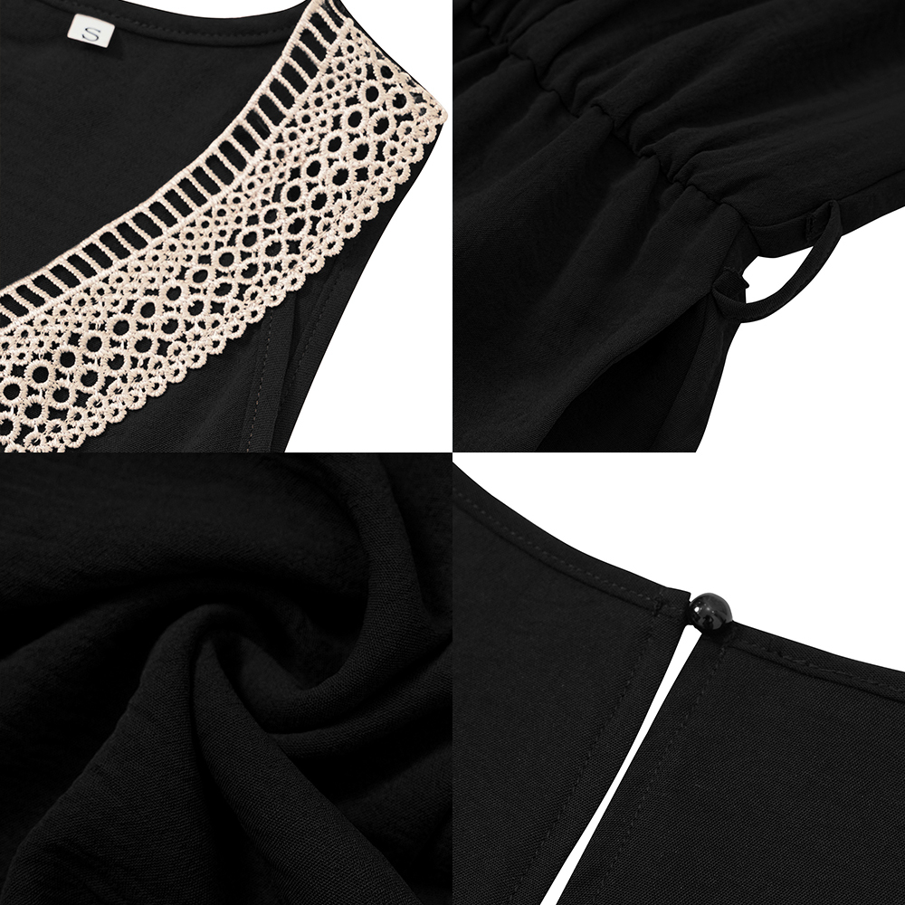 AHLSENTOP™ Lässiger, ärmelloser Damen-Overall mit V-Ausschnitt und Spitze im neuen Stil