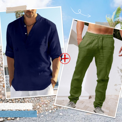AHLSENTOP™ Herren-Leinenanzug (Langarmhemd + Hose)