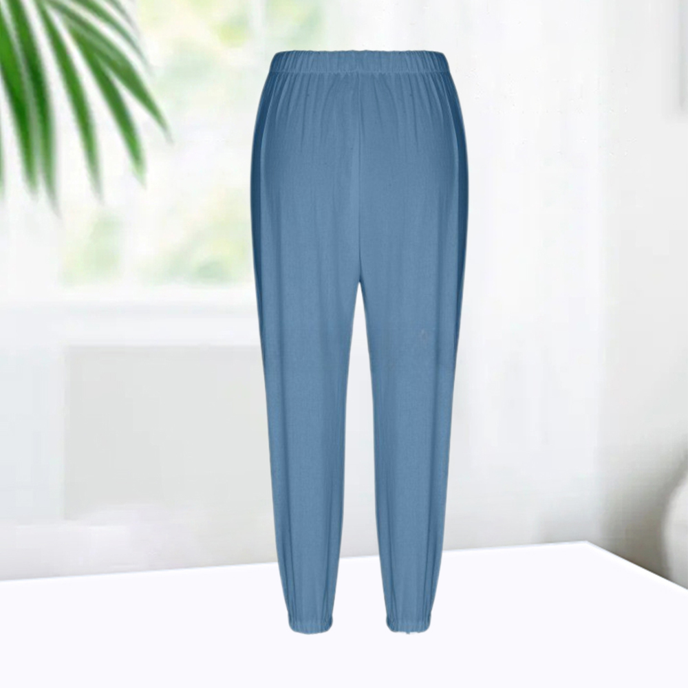AHLSENTOP™ Geknöpfte Damenhose mit weitem Bein aus Baumwolle und Leinen