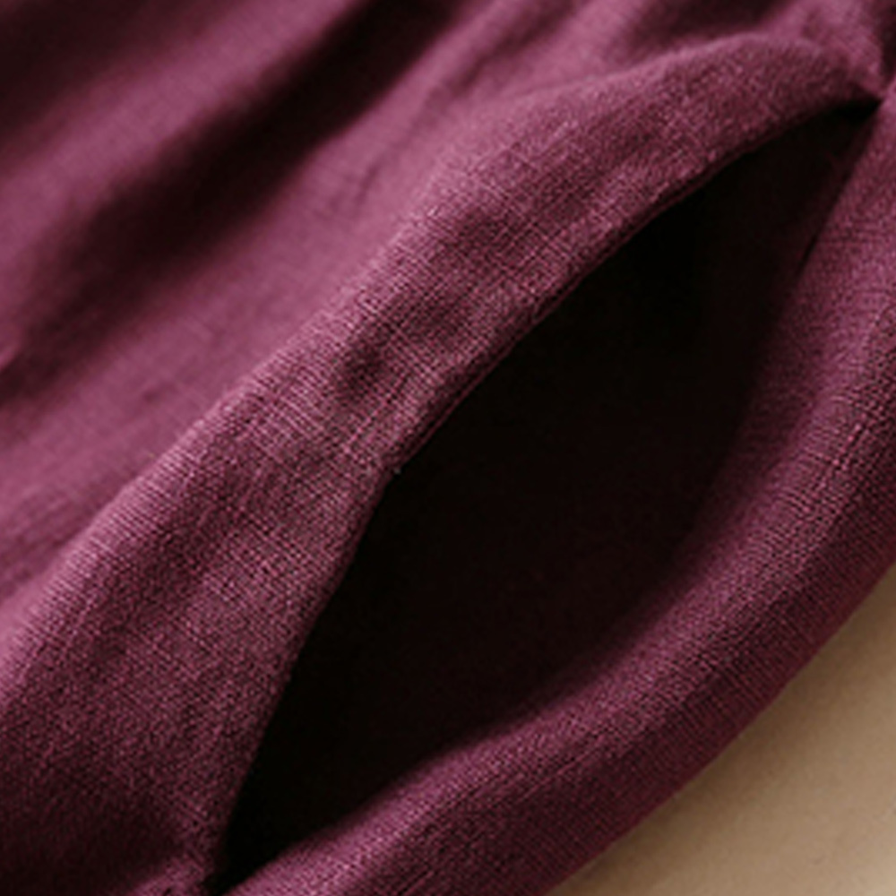 AHLSENTOP Neue hoch taillierte Damenhose mit weitem Bein aus Baumwolle und Leinen mit seitlichem Bindeband