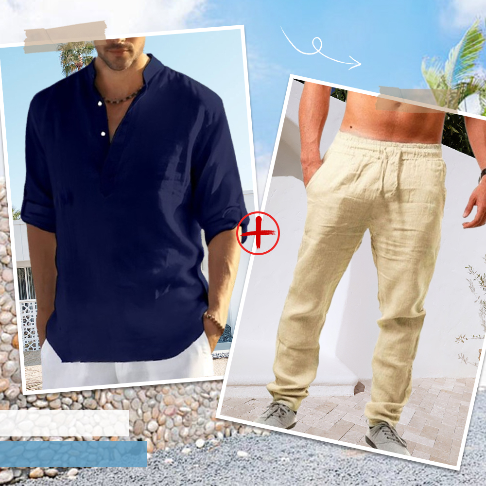 AHLSENTOP™ Herren-Leinenanzug (Langarmhemd + Hose)
