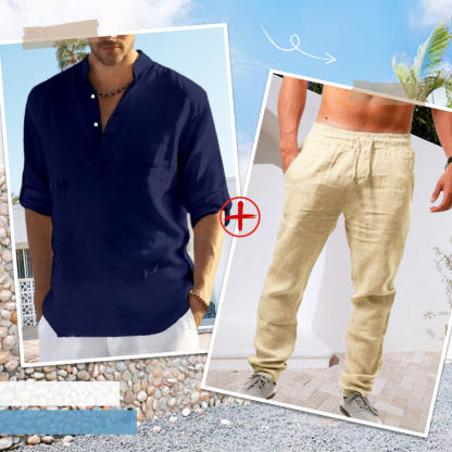AHLSENTOP™ Herren-Leinenanzug (Langarmhemd + Hose)