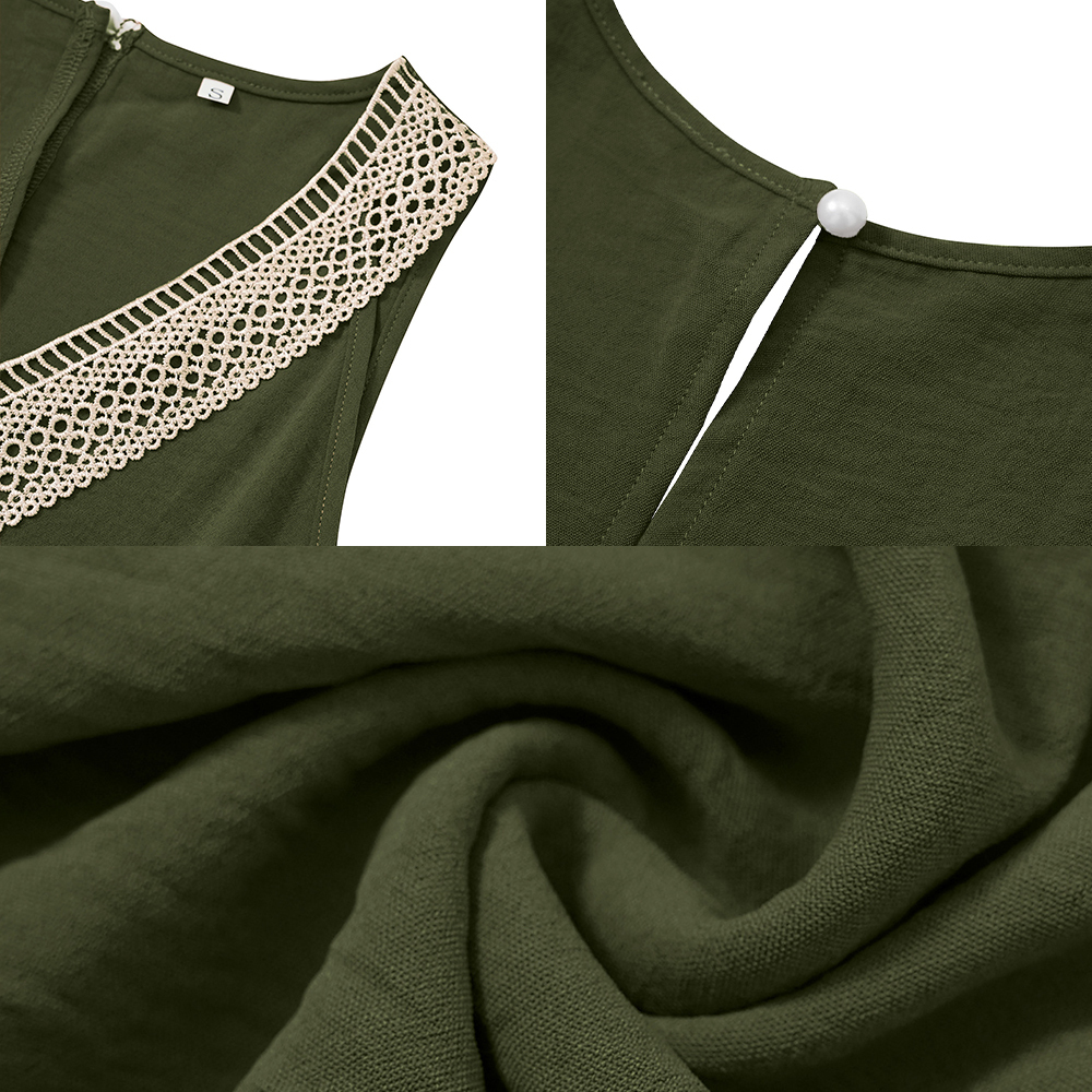 AHLSENTOP™ Lässiger, ärmelloser Damen-Overall mit V-Ausschnitt und Spitze im neuen Stil