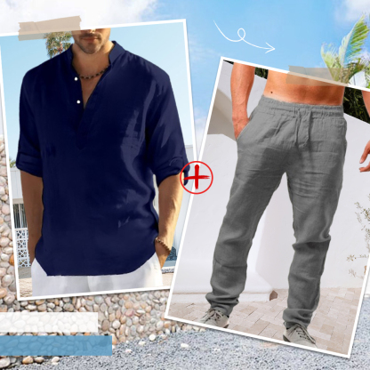 AHLSENTOP™ Herren-Leinenanzug (Langarmhemd + Hose)