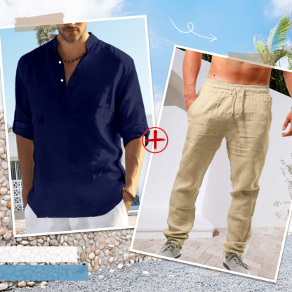 AHLSENTOP™ Herren-Leinenanzug (Langarmhemd + Hose)