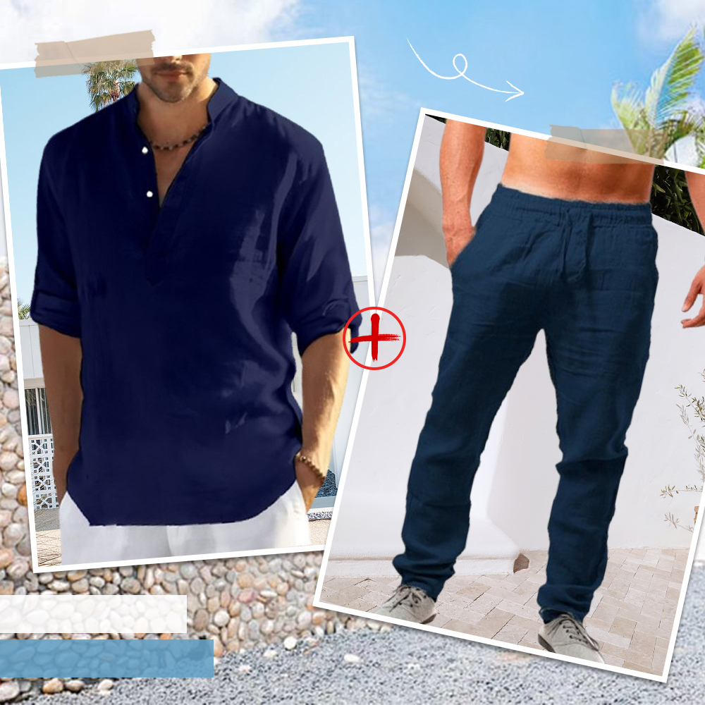 AHLSENTOP™ Herren-Leinenanzug (Langarmhemd + Hose)