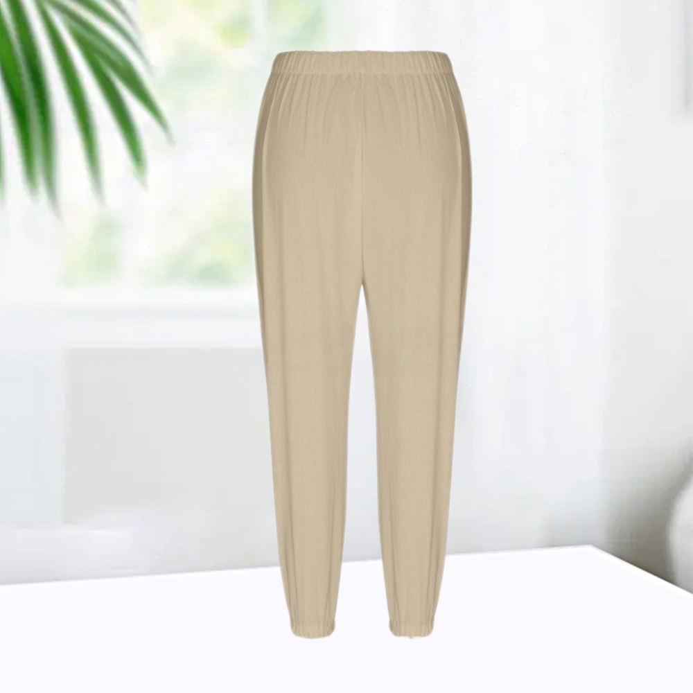 AHLSENTOP™ Geknöpfte Damenhose mit weitem Bein aus Baumwolle und Leinen