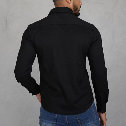 Ahlsentop Lässige Herren-Hemdjacke mit Knopf und Revers