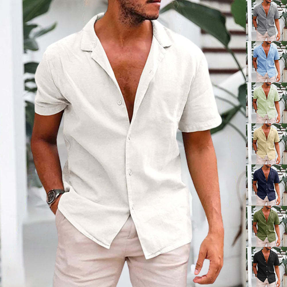 Ahlsentop Kurzarmhemd aus atmungsaktivem Leinen für Herren