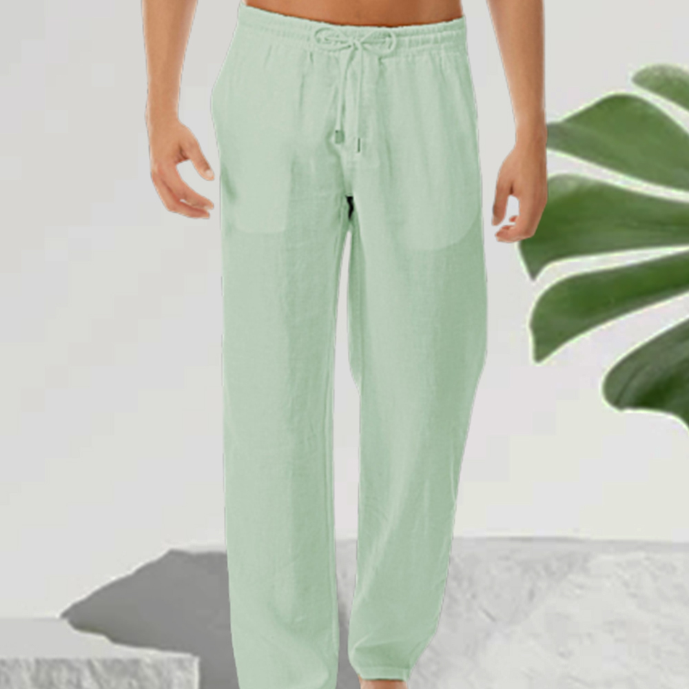 Ahlsentop™ Neue Sommer-Freizeithose für Herren aus Baumwolle und Leinen in einfarbiger Farbe