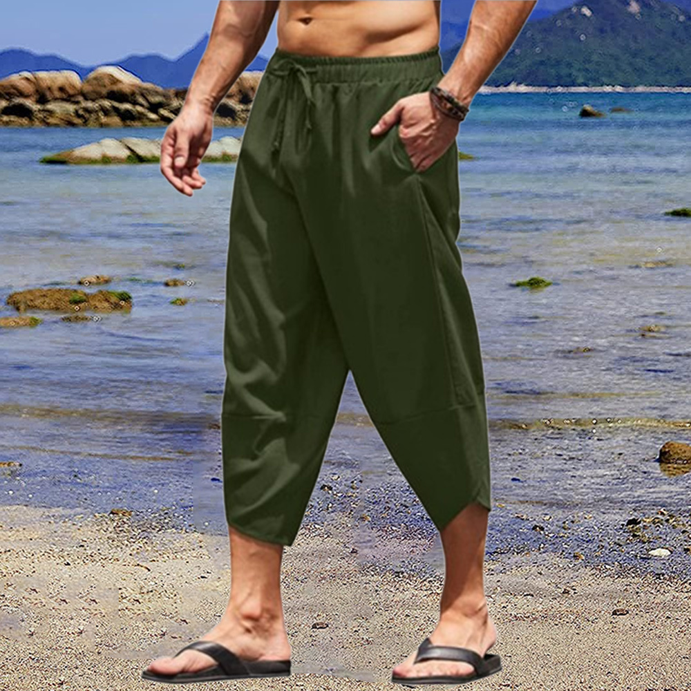 AHLSENTOP Lässige, locker geschnittene Sommerhose für Herren aus Baumwolle und Leinen