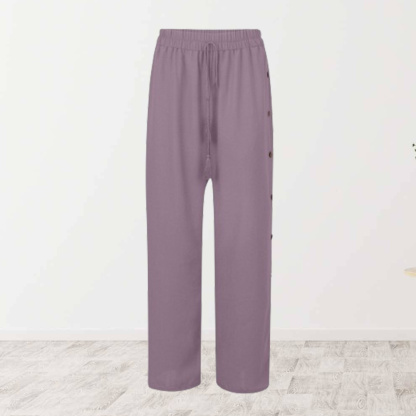 AHLSENTOP Modische Damen-Hose mit elastischem Bund und lockerem, geknöpftem weitem Bein