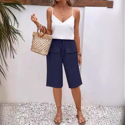 AHLSENTOP™ Lockere Sommerhose für Damen mit Kordelzug aus Baumwolle und Leinen