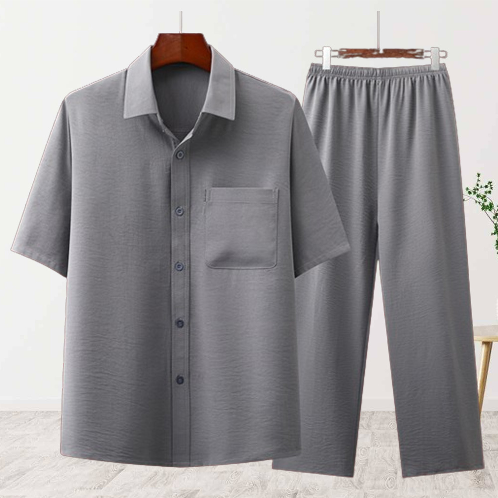 AHLSENTOP™ Neuer sommerlicher Herrenanzug aus Baumwolle und Leinen mit kurzen Ärmeln und Hose