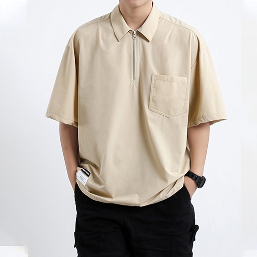 Ahlsentop™ Sommer Herren Revers Reißverschlusstasche lose Poloshirt Kurzarm
