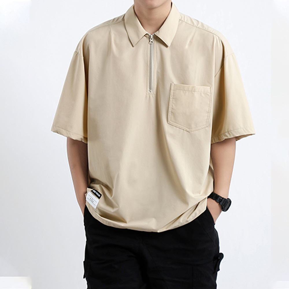 Ahlsentop™ Sommer Herren Revers Reißverschlusstasche lose Poloshirt Kurzarm
