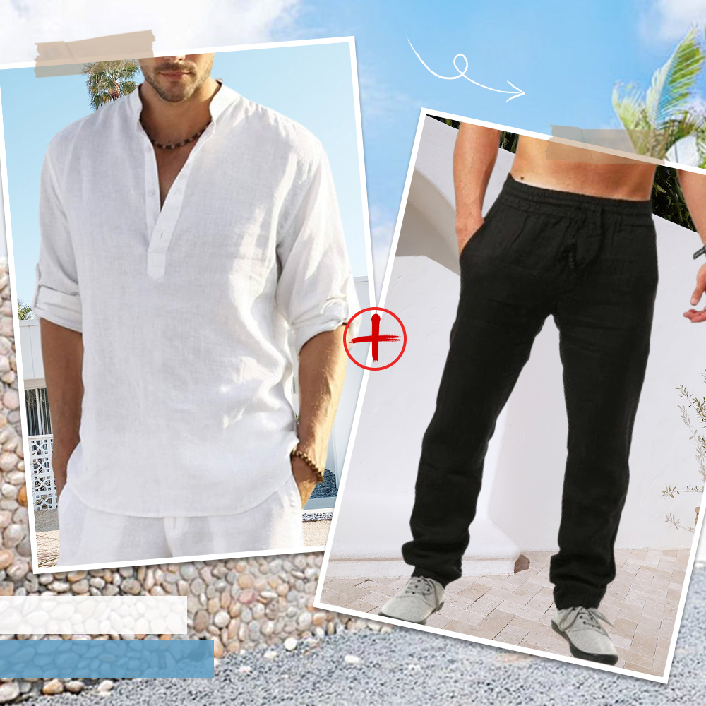 AHLSENTOP™ Herren-Leinenanzug (Langarmhemd + Hose)