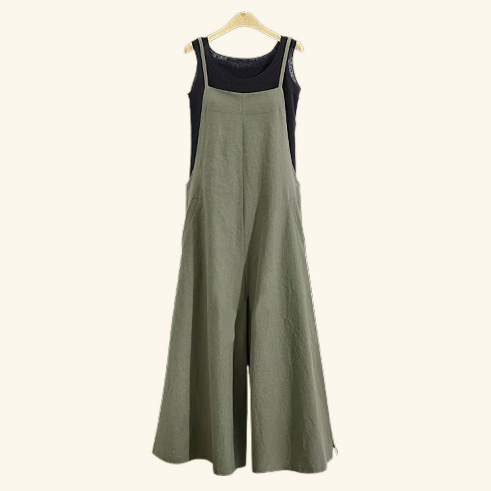 AHLSENTOP™ Damen-Jumpsuit mit hoher Taille ärmellos und weitem Bein