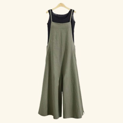 AHLSENTOP™ Damen-Jumpsuit mit hoher Taille ärmellos und weitem Bein