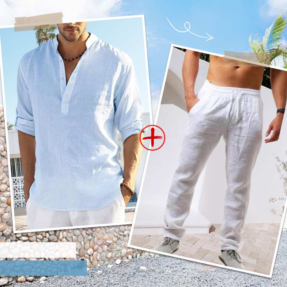 AHLSENTOP™ Herren-Leinenanzug (Langarmhemd + Hose)