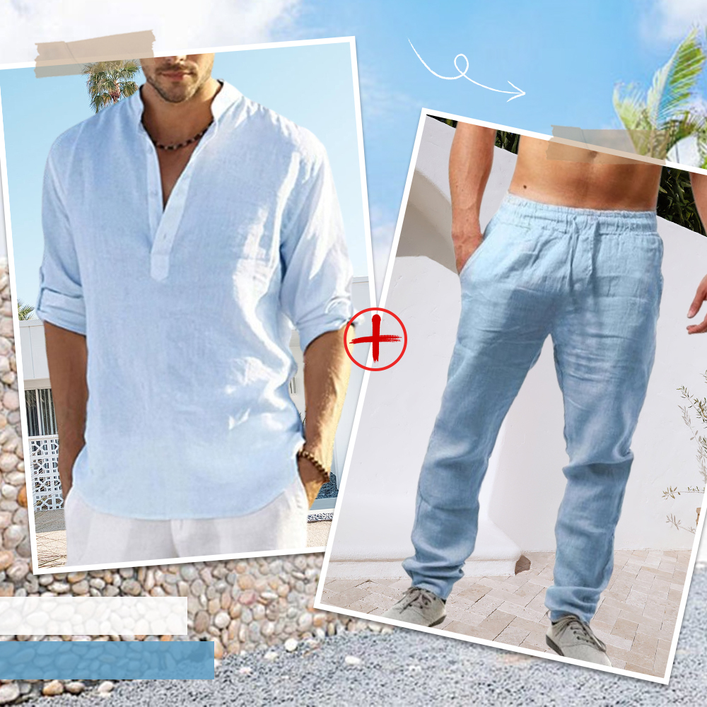 AHLSENTOP™ Herren-Leinenanzug (Langarmhemd + Hose)